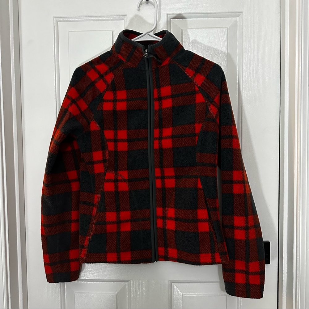 Merona Women's Red and Black Buffalo Plaid Fleece Puffer Jacket